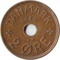 Дания 2 эре 1940 год - Король Кристиан X