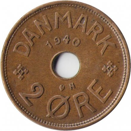 Дания 2 эре 1940 год - Король Кристиан X