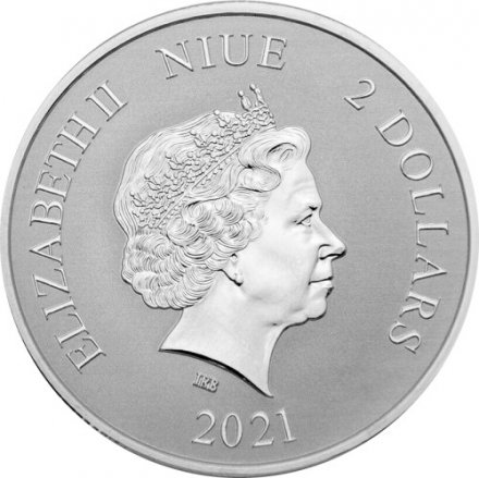 Ниуэ 2 доллара 2021 год - Небесные животные. Черная черепаха