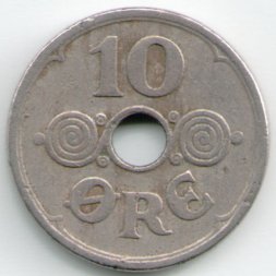 Дания 10 эре 1938 год