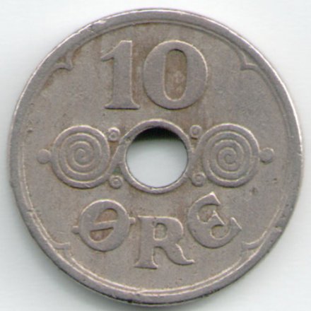 Дания 10 эре 1938 год