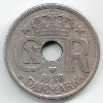 Дания 10 эре 1938 год