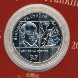 Франция 1/4 евро 2006 год - 300 лет со дня рождения Бенджамина Франклина