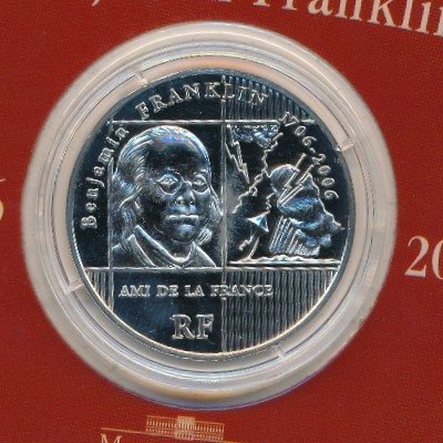 Франция 1/4 евро 2006 год - 300 лет со дня рождения Бенджамина Франклина
