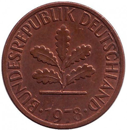 ФРГ 1 пфенниг 1978 год - D