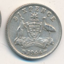 Австралия 6 пенсов 1946 год