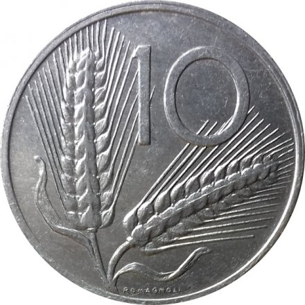 Италия 10 лир 1989 год - Колосья