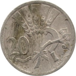 Чехословакия 20 геллеров 1937 год