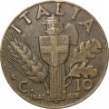 Италия 10 чентезимо 1941 год - Король Виктор Эммануил III