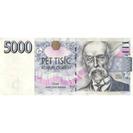 Чехия 5000 крон 1999 год - Томаш Масарик - XF
