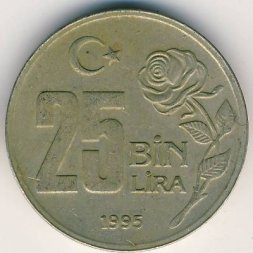 Турция 25000 лир 1995 год