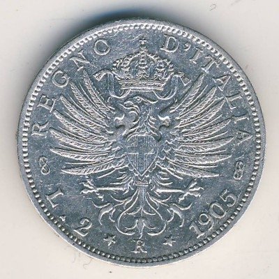 Италия 2 лиры 1905 год