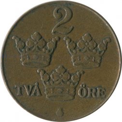 Швеция 2 эре 1950 год - Король Густав V (бронза)