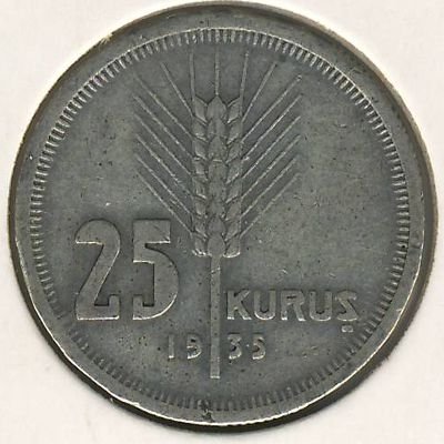 Турция 25 куруш 1935 год