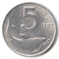 Италия 5 лир 1997 год