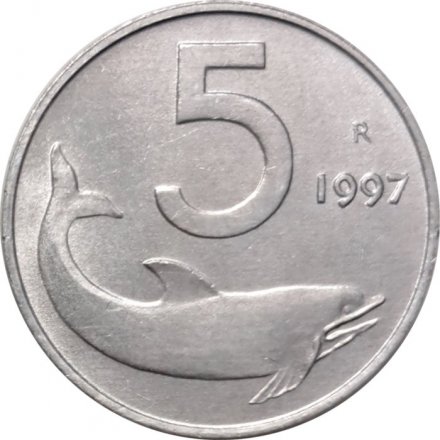 Италия 5 лир 1997 год