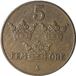 Швеция 5 эре 1938 год - Король Густав V