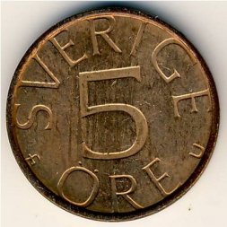Швеция 5 эре 1982 год