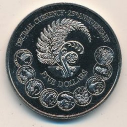 Новая Зеландия 5 долларов 1992 год