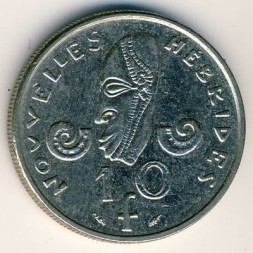 Монета Новые Гебриды 10 франков 1979 год