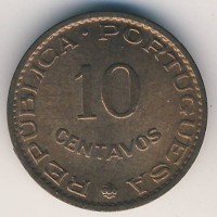 Монета Португальская Индия 10 сентаво 1961 год