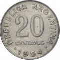 Аргентина 20 сентаво 1954 год