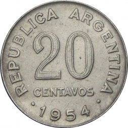Аргентина 20 сентаво 1954 год