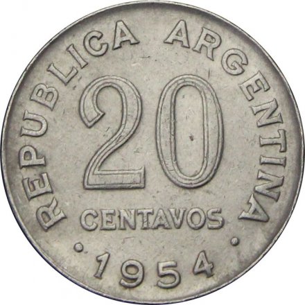 Аргентина 20 сентаво 1954 год