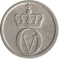 Норвегия 10 эре 1966 год - Король Улаф V. Пчела