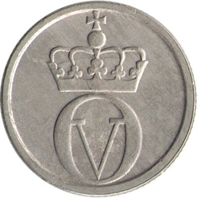 Норвегия 10 эре 1966 год - Король Улаф V. Пчела