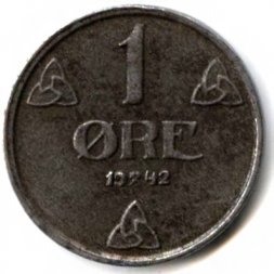 Норвегия 1 эре 1942 год