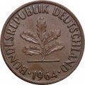 ФРГ 2 пфеннига 1964 год (F)
