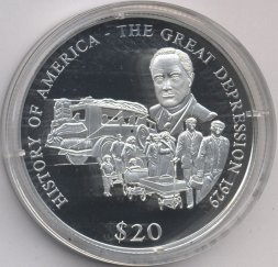 Либерия 20 долларов 2000 год - Великая Депрессия 1929