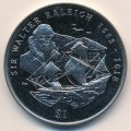 Виргинские острова 1 доллар 2002 год - Уолтер Рэли