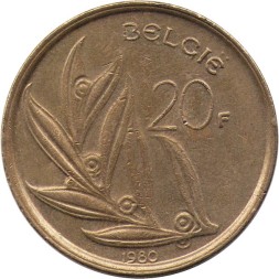 Бельгия 20 франков 1980 год BELGIE