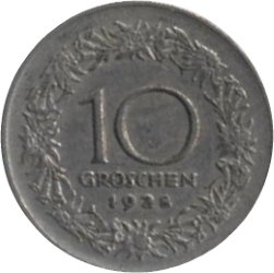 Австрия 10 грошей 1928 год