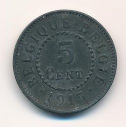 Бельгия 5 сантимов 1915 год - Король Альберт I