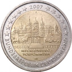Германия 2 евро 2007 год - Шверинский Замок, Мекленбург-Передняя Померания (D)