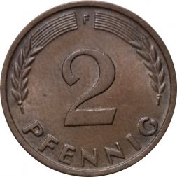 ФРГ 2 пфеннига 1959 год (F)