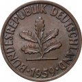 ФРГ 2 пфеннига 1959 год (F)