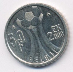 Бельгия 50 франков 2000 год - Чемпионат Европы по футболу BELGIE