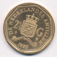 Монета Антильские острова 2 1/2 гульдена 1995 год