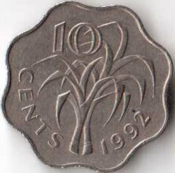 Свазиленд 10 центов 1992 год