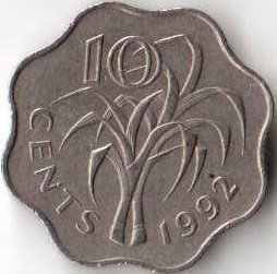 Свазиленд 10 центов 1992 год