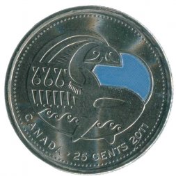 Канада 25 центов 2011 год - Природа Канады - Косатка (цветная)