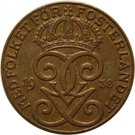 Швеция 2 эре 1938 год