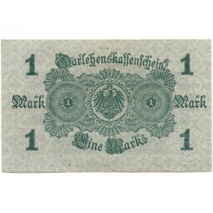 Германия 1 марка 1914 год - красная печать - XF+