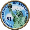 США 1 доллар 2008 год (P) - 6-ой Президент США - Джон Куинси Адамс (цветная эмаль)