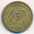 Веймарская республика 5 рейхспфеннигов 1924 год (A)