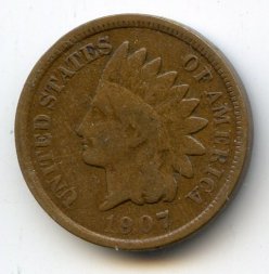 США 1 цент 1907 год